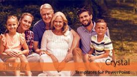  Presentation with thanksgiving or fall greeting - Presentation theme with thanksgiving greeting text against portrait background and a coral colored foreground