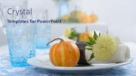  Presentation with thanksgiving - Beautiful slides featuring thanksgiving-table-setting-with-decorative backdrop and a sky blue colored foreground