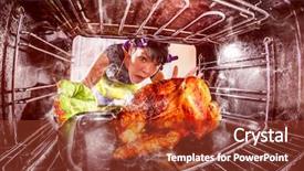  Presentation with chicken - Slide deck with thanksgiving turkey - funny housewife overlooked roast chicken background and a tawny brown colored foreground