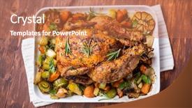  Presentation with rustic - Colorful slide set enhanced with thanksgiving turkey - golden rustic roast chicken backdrop and a coral colored foreground