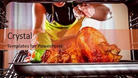  Presentation with chicken - Cool new PPT layouts with thanksgiving turkey - housewife prepares roast chicken backdrop and a red colored foreground