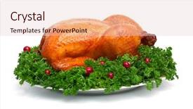  Presentation with roasted chicken - Amazing PPT layouts having thanksgiving turkey - whole roasted chicken with parsley backdrop and a lemonade colored foreground