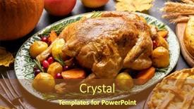  Presentation with thanksgiving - Slides featuring thanksgiving-turkey-and-holiday-pie background and a tawny brown colored foreground