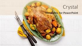  Presentation with thanksgiving - Slide set consisting of thanksgiving-turkey-on-rustic-table background and a yellow colored foreground