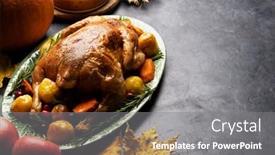  Presentation with thanksgiving - Theme enhanced with thanksgiving-turkey-on-rustic-table background and a gray colored foreground