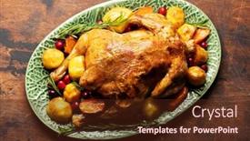  Presentation with thanksgiving - Presentation theme consisting of thanksgiving-turkey-on-rustic-wooden background and a tawny brown colored foreground