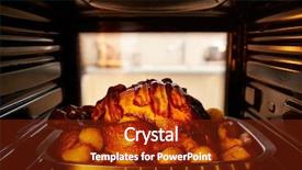  Presentation with thanksgiving - Slide deck consisting of thanksgiving turkey roasting inside oven background and a tawny brown colored foreground