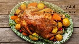  Presentation with thanksgiving - PPT theme featuring thanksgiving-turkey-with-potatoes background and a gold colored foreground