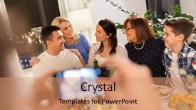  Presentation with dinner party - Amazing presentation theme having thanksgivingnew - celebration holidays and people concept backdrop and a coral colored foreground