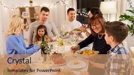  Presentation with dinner party - Presentation having thanksgivingnew - celebration holidays and people concept background and a coral colored foreground