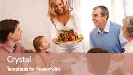  Presentation with portrait happy family smiling - Presentation theme with thanksgivingnew - portrait of big family sitting background and a coral colored foreground