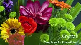  Presentation with tropical flowers - Presentation theme enhanced with colourful flowers on black background background and a tawny brown colored foreground