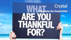  Presentation with beach - Colorful slides enhanced with are you thankful for card backdrop and a teal colored foreground