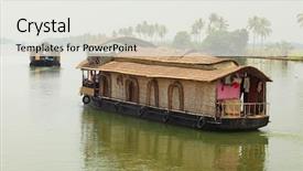  Presentation with kerala - Slide set featuring thatched houseboats plying the kerala background and a light gray colored foreground