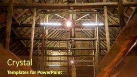  Presentation with structure - PPT theme featuring thatched-roof-indoors-structure-african background and a tawny brown colored foreground