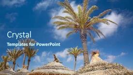  Presentation with palm - Slides consisting of thatched-sunshades-and-palm-trees background and a ocean colored foreground