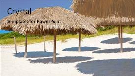  Presentation with cuban - Amazing slides having thatched umbrellas in the beautiful cuban beach of varadero backdrop and a coral colored foreground