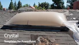  Presentation with asphalt - PPT theme featuring thatcher - demolition and removal background and a gray colored foreground