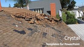  Presentation with asphalt - Amazing PPT theme having top view of woman in business suit sitting at table and tablet device backdrop and a gray colored foreground