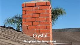  Presentation with shingles roof - Colorful PPT theme enhanced with thatcher - roof construction site removal backdrop and a coral colored foreground