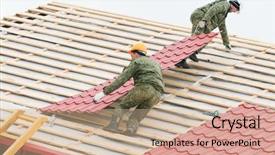  Presentation with tile - Presentation enhanced with thatcher - two workers on roof background and a coral colored foreground