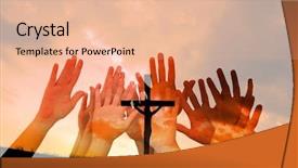  Presentation with praying hands - Amazing slides having the air against cross backdrop and a lemonade colored foreground