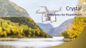  Presentation with uav camera - Slide deck consisting of the air taking video background and a sky blue colored foreground