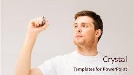  Presentation with 3d man sitting question mark - Cool new presentation with the air with marker backdrop and a lemonade colored foreground