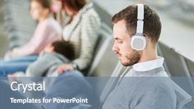  Presentation with music headphones - Colorful presentation theme enhanced with the airport waiting area backdrop and a seafoam green colored foreground