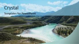  Presentation with rivers - Amazing PPT theme having the altai mountains siberia backdrop and a light blue colored foreground