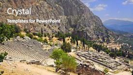  Presentation with archaeology - Audience pleasing presentation theme consisting of the ancient city delphi backdrop and a gray colored foreground