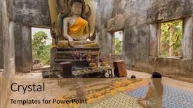  Presentation with thai temple - PPT theme enhanced with the ancient hidden temple background and a coral colored foreground