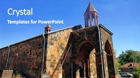  Presentation with christian church - Colorful presentation design enhanced with the armenian apostolic church backdrop and a teal colored foreground