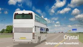  Presentation with road bus - Amazing slide deck having the asphalt road excursion backdrop and a gray colored foreground