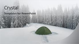  Presentation with winter landscape winter tree - Presentation theme with the backdrop of fog background and a sky blue colored foreground