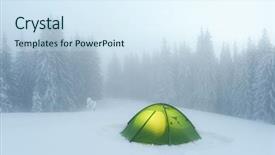  Presentation with winter landscape winter tree - Slide deck enhanced with the backdrop of fog background and a sky blue colored foreground