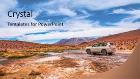  Presentation with solar car sunshade - Colorful PPT theme enhanced with the background of breathtaking backdrop and a light blue colored foreground