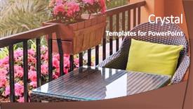  Presentation with rattan furniture - Slide deck having rattan furniture - ratten table and armchair background and a red colored foreground