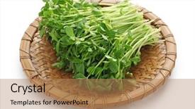  Presentation with chinese food - Slide deck with the bamboo strainer chinese background and a  colored foreground