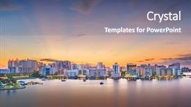  Presentation with florida - PPT theme featuring the bay at dawn background and a ocean colored foreground