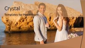  Presentation with married - PPT layouts with showing ok sign holding background and a coral colored foreground