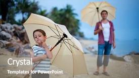  Presentation with father - Theme with the beach at rainy background and a coral colored foreground