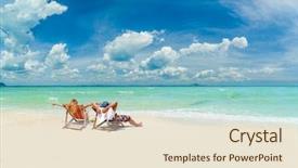  Presentation with resort - Cool new PPT theme with the beach at tropical backdrop and a lemonade colored foreground