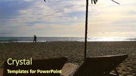  Presentation with beach - PPT theme featuring the-beach-beautiful-beach background and a  colored foreground
