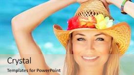  Presentation with spa concept - Presentation theme enhanced with the beach beautiful female background and a coral colored foreground