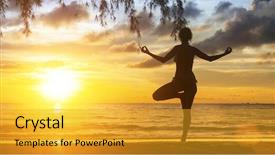  Presentation with sad woman silhouette - Slides consisting of the beach during sunset background and a  colored foreground