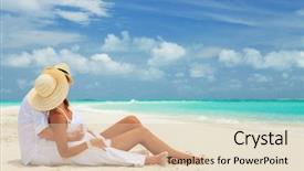  Presentation with paradise island - Theme having the beach of ocean background and a lemonade colored foreground