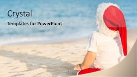  Presentation with tropical christmas - PPT theme enhanced with the beach tropical christmas background and a  colored foreground