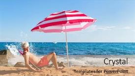  Presentation with sea sun - Slides having the beach under parasol background and a coral colored foreground