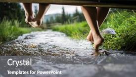  Presentation with children playing - Slide deck featuring the beautiful mountain creek background and a gray colored foreground